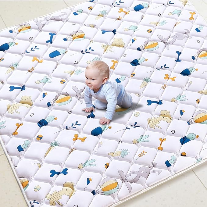 Baby Play Mat 71" X 59", Premium Thicken Foam One-Piece Crawling Mat, Extra Large Non-Slip Cushioned Activity Playmats for Babies, Toddlers, Infants, Play & Tummy Time