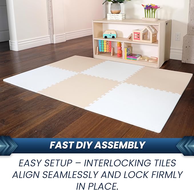 FlooringInc's Rainbow & Natural Harmony Playmat - Kid Safe Foam Floor Tiles with Removable Edges - 2'x2', 1/2" Thick (Earthy, 24 Tile Pack)