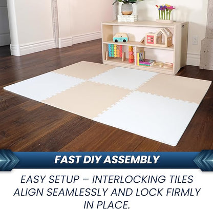 FlooringInc's Rainbow & Natural Harmony Playmat - Kid Safe Foam Floor Tiles with Removable Edges - 2'x2', 1/2" Thick (Earthy, 24 Tile Pack)