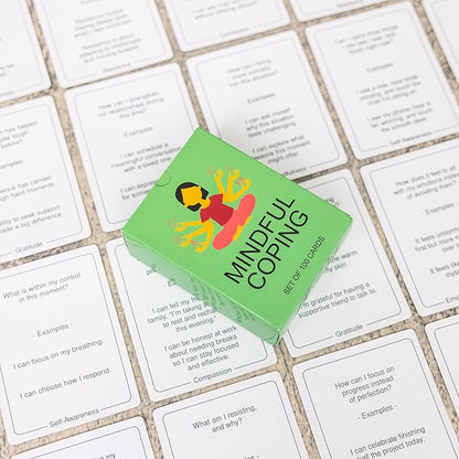 100 Mindful Coping Activity Cards – Self-Care & Stress Management Prompts for All Ages | Portable Travel Deck for Mental Wellness, Focus & Stress Relief