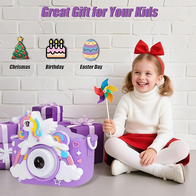 Kids Camera Toys for 3 4 5 6 7 8 Year Old Girls: Toddler Camera Birthday for Kids, 1080P Digital Video Camera for Girls Boys Party Outdoor Travel