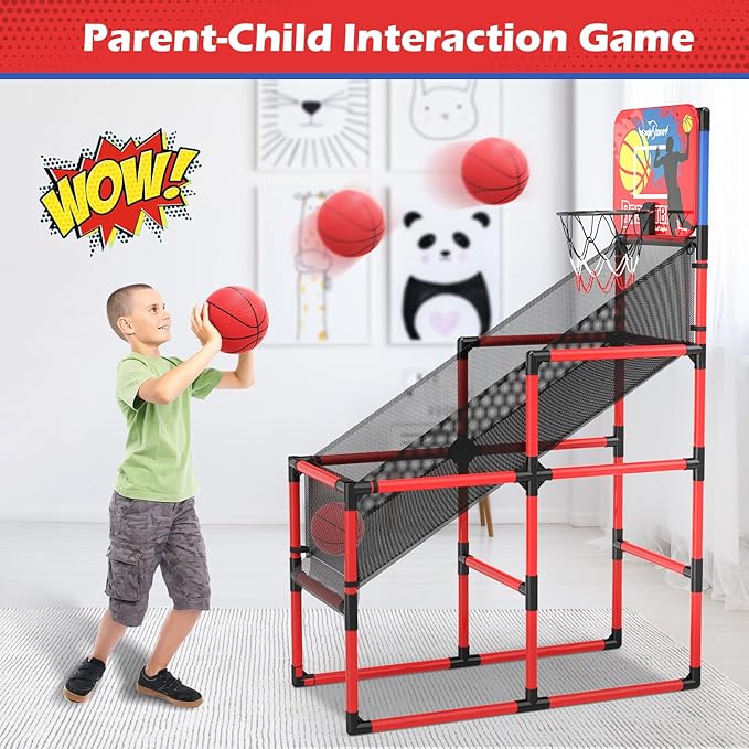 Kids Basketball Hoop Arcade Game W/Electronic Scoreboard Cheer Sound, Basketball Hoop Indoor Outdoor W/4 Balls, Basketball Game Toys Gifts for Kids 3-6 5-7 8-12 Toddlers Boys Girls