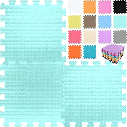 qqpp EVA Rubber 18 Tiles Interlocking Puzzle Foam Floor Mats - Baby Play Mat for Playing | Exercise Mat for Home Workout. Green. QC-Hb18N