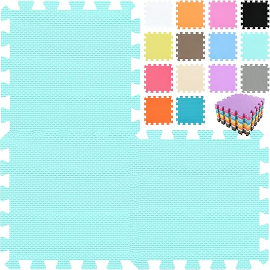qqpp EVA Rubber 18 Tiles Interlocking Puzzle Foam Floor Mats - Baby Play Mat for Playing | Exercise Mat for Home Workout. Green. QC-Hb18N