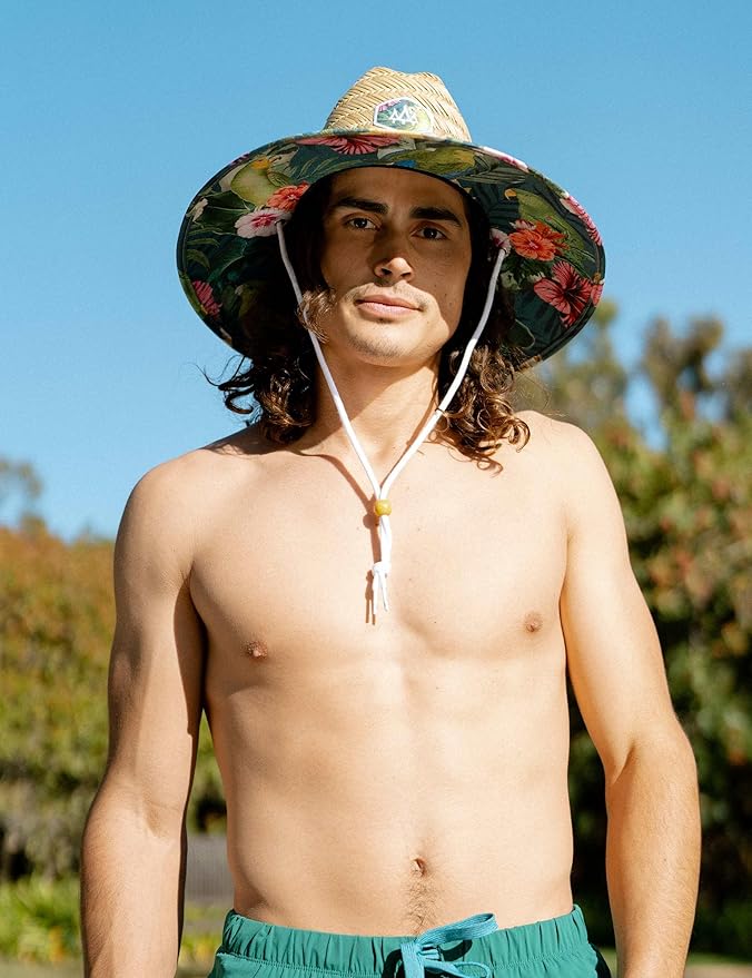 Straw Hat for Men & Women | Lifeguard Hat, Beach Hat & Sun Hat | UPF 50+ Wide Brim for Sun Protection | One Size | Hemlock