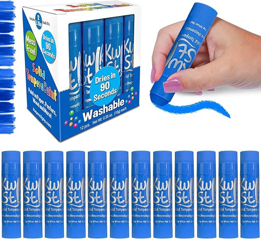 Kwik Stix Solid Tempera Paint Sticks – 12 Pack of Light Blue – Same Color Washable, Quick Dry, ASTM Certified, Non-Toxic, Allergen-Free Kids & Toddler Art Supplies for Home, School & Crafts