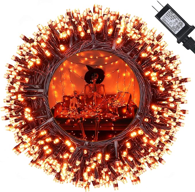 Halloween Orange Lights, 82ft 200 LED String Lights With 8 Modes, Waterproof Low Voltage for Party, Garden, Indoor Outdoor Decorations