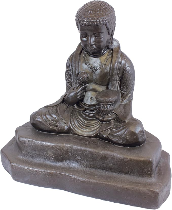Emsco Group 92220 Lightweight Meditating Buddha Garden Statue, 24", Bronze