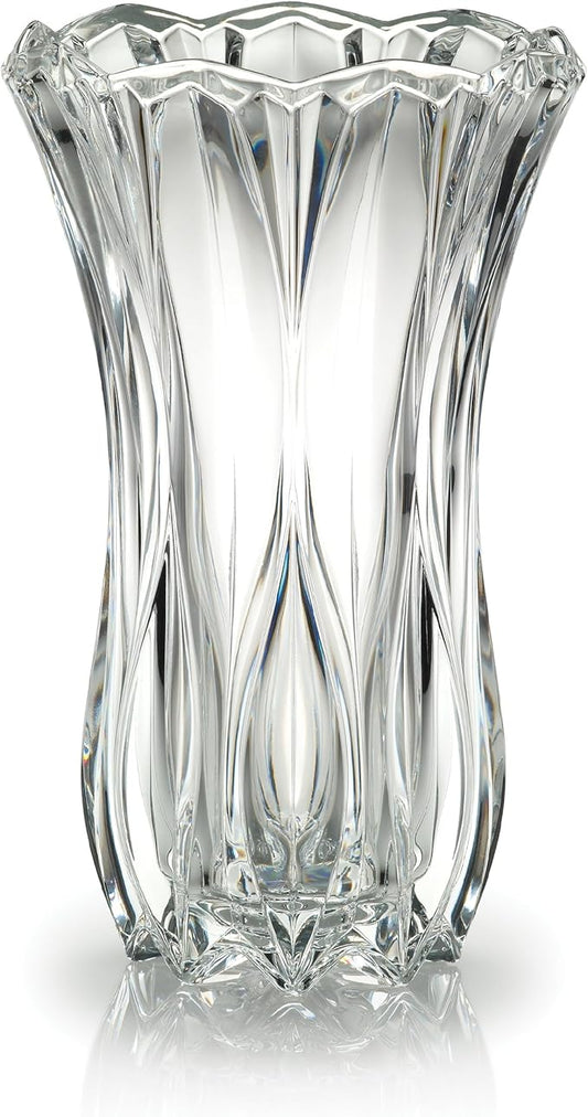 Mikasa Celebrations Blossom Crystal Vase, 12-Inch Tall, Elegant Cut Glass Design for Floral Arrangements and Decorative Centerpieces