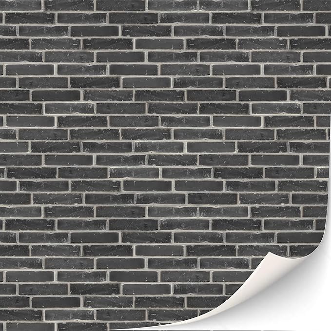 3 Sheets Self-Adhesive Wall Cladding for Dollhouse 1:12 Scale (Black Bricks)