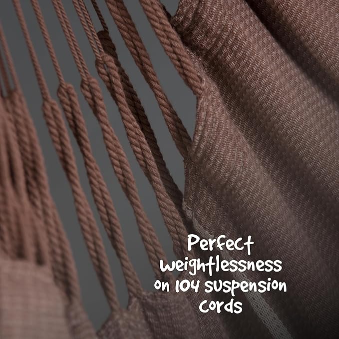 LA SIESTA® XL King Habana Cotton Hammock Chair Swing & Tree Mount Kit - Hammock Swing Chair w/Suspension Kit for Trees Beams & Posts - Indoor Outdoor Hanging Chair for Bedroom Patio - Chocolate