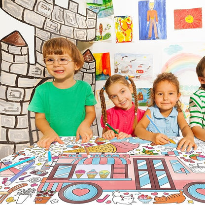 Giant Coloring Poster for Classroom Wall - Versatile 31.5 x 72 Inches SUMMER Activity Poster/Table Cover, School Parties, SUMMER Birthday Party and Special Events Decoration