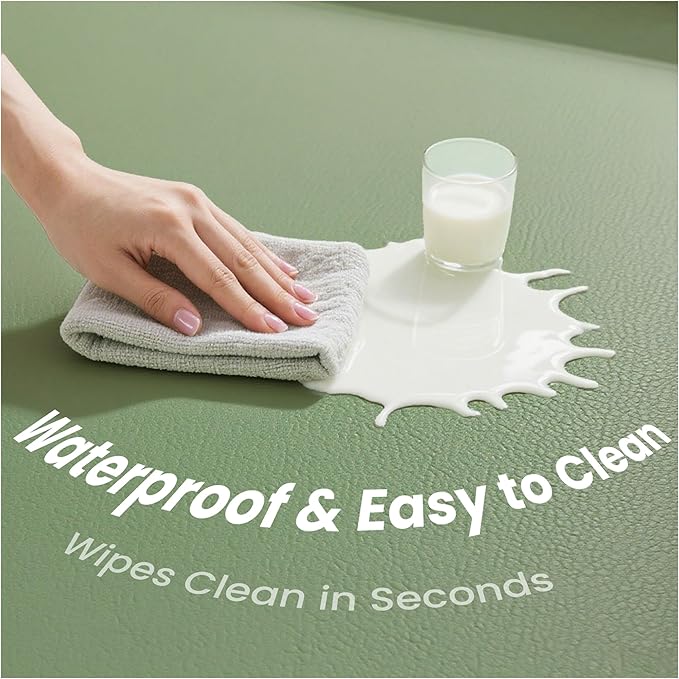 Baby Play Mat 50x50 Inches,1.3" Thick Padded Waterproof Floor Cushion & Playpen Mat with Vegan Leather,Non-Slip & Non-Toxic Nursery Rug for Infants, Toddlers & Kids(Green)