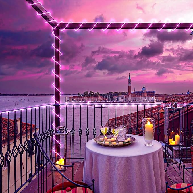 Rope Lights for Outside, 66FT 200 LED String Lights Outdoor with Waterproof 8 Modes, Flexible and Connectable Plug in Fairy Light for Indoor Patio Pool Garden Party Wedding Decorations, Pink