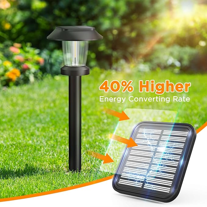 Solar Pathway Lights Outdoor - 10 Pack Solar Powered Garden Lights Waterproof, Decor Landscape Lighting with Three Lighting Modes for Yard, Lawn, Walkway, Driveway, Warm White