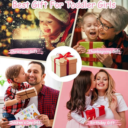 Pop Up Princess Tent with Star Light, Toys for Year Old Girl Birthday Gift, Ball Pit for Months Baby Girl Toys, Toddler Gift, Easy to Pop Up and Assemble(Pink)