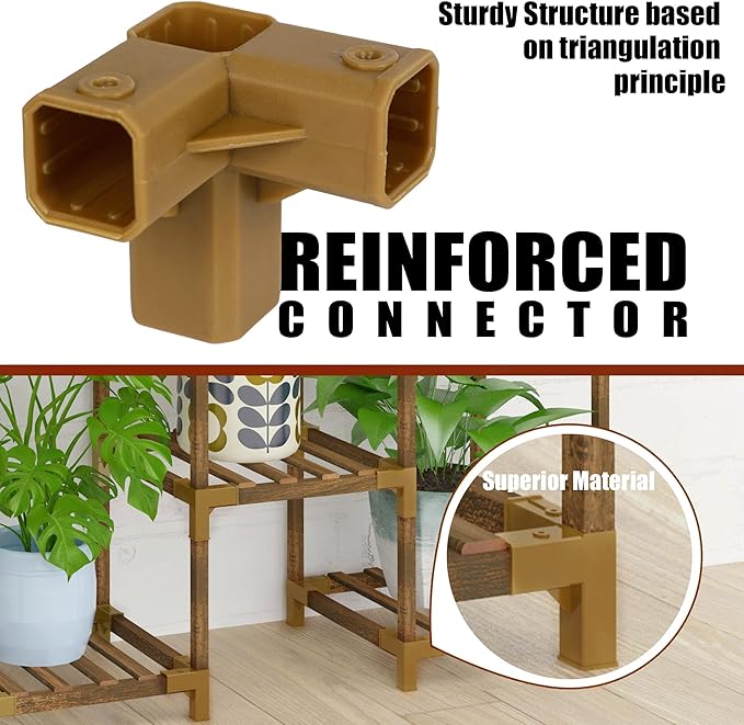 HOMKIRT Plant Stand Indoor Outdoor, 11 Tier Reinforced Plant Shelf Tall for Multiple Plants, Large Wood Plant Rack Holder, Garden Shelves, Flower Stand for Living Room Patio Corner