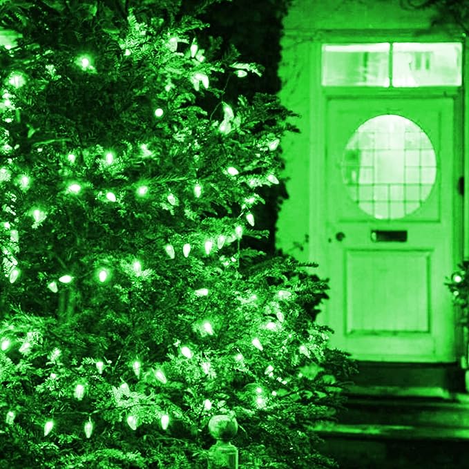 Dazzle Bright C6 Christmas String Lights, 200 LED 66 FT Waterproof Connectable String Lights with Timer, 8 Modes Christmas Lights for Indoor Outdoor Home Garden Yard Xmas Tree Decoration (Green)