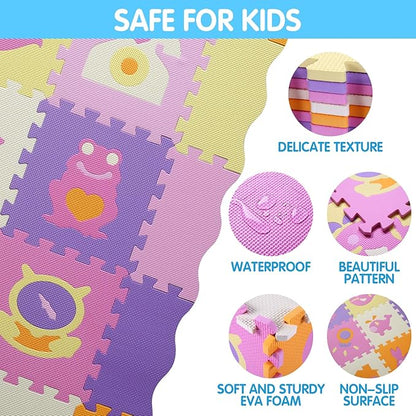Foam Play Mat for Kids，25Pcs Square Interlocking Puzzle Floor Mat，Baby Play Mat Floor Mat Foam Puzzle Playmat for Toddlers with Fence - 9 Different Animal