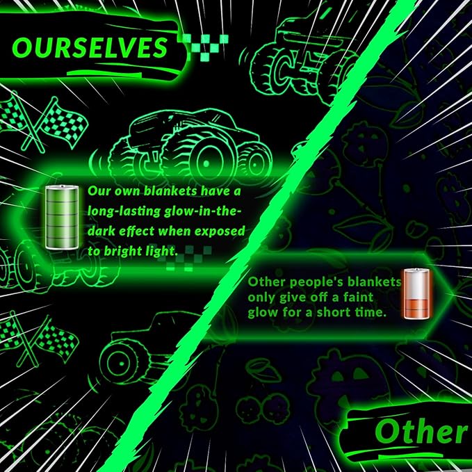 Kids Boys Truck Toys Car Blanket Gifts - Glow in The Dark Fleece Throw Blanket for Couch Bed Sofa Room Decor Birthday Christmas Easter 50" x 60"