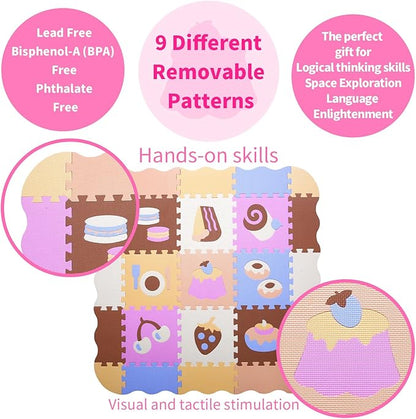 Coolcandy Baby Play Mat, 25Pcs Interlocking Puzzle Floor Mat, with Safety Fence - 0.4" Thick Non-Toxic EVA Foam Play Mat, for Infants & Toddlers 3-36 Months, Soft Puzzle Tiles for Play Areas