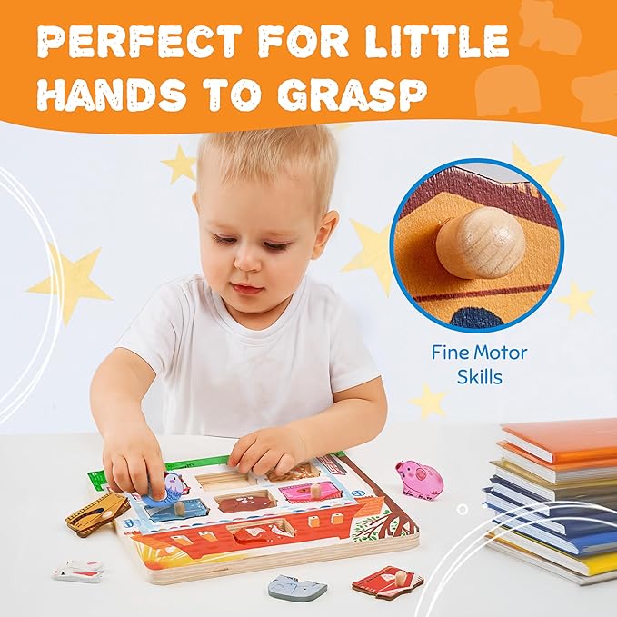 JoyCat Wooden Puzzles for Toddlers 1-3, Montessori Toys for 1 2 Year Old Boy Girl Birthday, Animal Matching Animal Body, Toddlers Puzzles Aged 2-4 for Preschool Learning Activities