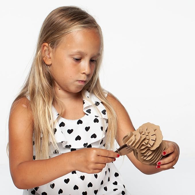 Cottify Dinosaur 3D Cardboard Puzzle - Fun 3D Puzzles for Adults & Kids, Easy to Assemble 3D Puzzle, Eco-Friendly, No Scissors or Glue Needed, Perfect Sustainable Gift (Triceratops)