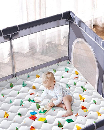 Odorless Premium Foam Baby Play Mat, Soft Microfiber Fabric Crawling Mat for Floor- Comfortable and Hypoallergenic, Non-Slip Cushioned Floor Playpen mat for Infants,Babies,Toddlers