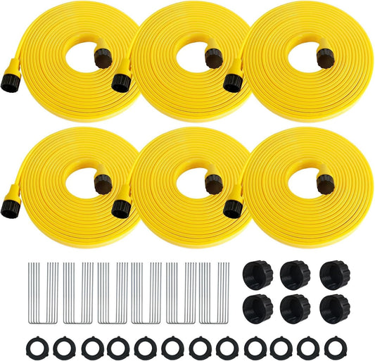 6-Pack Sprinkler Hose with Holes 25 ft – Flexible Sprinkler Soaker Hose for Lawn & Garden, 150 ft Total Drip Irrigation System – Yard Watering Solution, Durable & Easy to Use