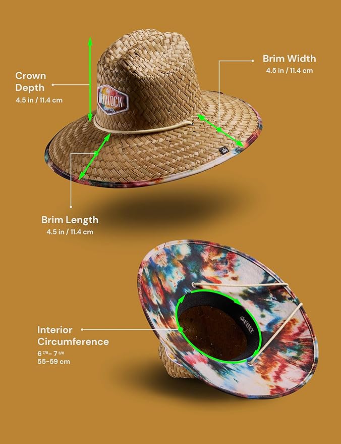 Straw Hat for Men & Women | Lifeguard Hat, Beach Hat & Sun Hat | UPF 50+ Wide Brim for Sun Protection | One Size | Hemlock