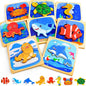 TOY Life Wooden Puzzles for Toddlers 2-4, Sea Animals Puzzles for Toddlers 1-3, Wood Puzzles Educational Montessori Toys Gifts for 1 2 3 Year Old, Baby Kids Learning Toy