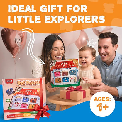 JoyCat Wooden Puzzles for Toddlers 1-3, Montessori Toys for 1 2 Year Old Boy Girl Birthday, Animal Matching Animal Body, Toddlers Puzzles Aged 2-4 for Preschool Learning Activities