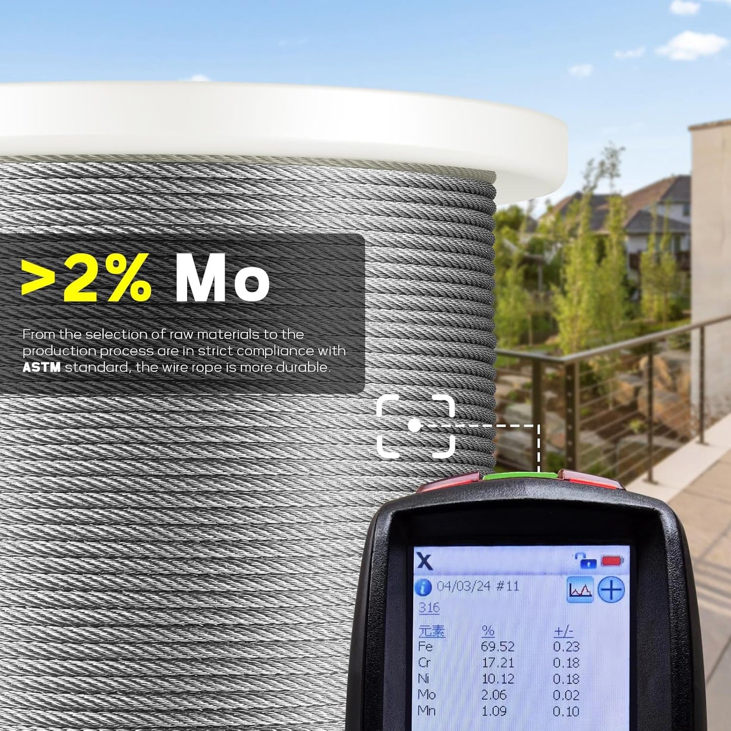 500FT 1/8" T316 Stainless Steel Cable, Wire Rope Aircraft Cable for Deck Cable Railing Kit and DIY Balustrades, 7x7 Strands Construction, Comes with a Cutter