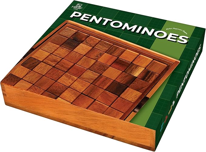 BSIRI Pentominoes Board Logic Puzzle Desk Toys Brain Games Cube Magic Educational Teaser Challenging Gift Intelligence Mind Kids Wooden Strategy Christmas Supplies Box Master Smart Boy Classroom