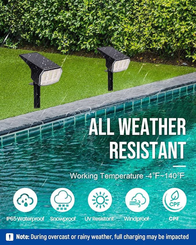 Solar Spot Lights Outdoor Waterproof 4 Pack IP65, 63 LED 3 Lighting Modes Spotlights for Yard Garden House Garage Pathway