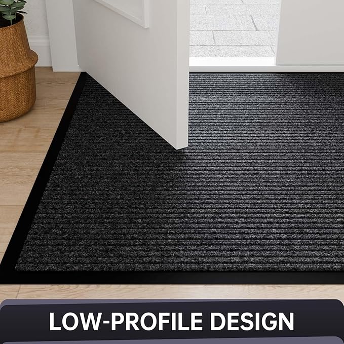 Front Door Mat, 72" x 48" Heavy Duty Indoor Outdoor Entrance Mat for Commercial Entryway, Welcome Durable Non-Slip Rubber Backing, Low-Profile for Entry, Gray