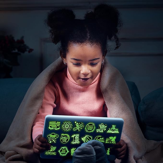 50 Pcs Inspirational Quotes Stickers for Kids Glow in The Dark, Neon Sticker for Water Bottle, Vinyl Waterproof Laptop Decals for Teens Girls Boys, Students Adults Sticker Pack