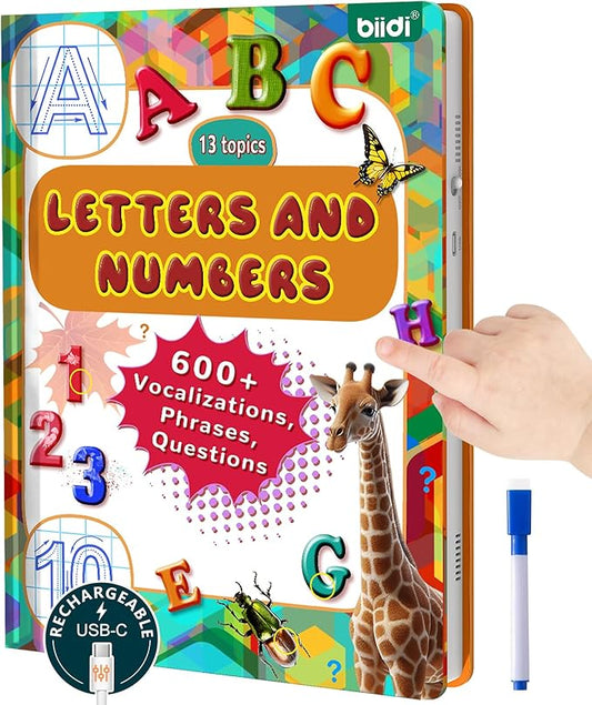 English Interactive Sound Book for Kid,Alphabet & Number Talking Book for Toddlers Age 3-5,Preschool ABC Learning Travel Toy for Boys Girls Birthday Gift 3 4 5 6 Year Old,Sensory Autism Toy,600+ Audio