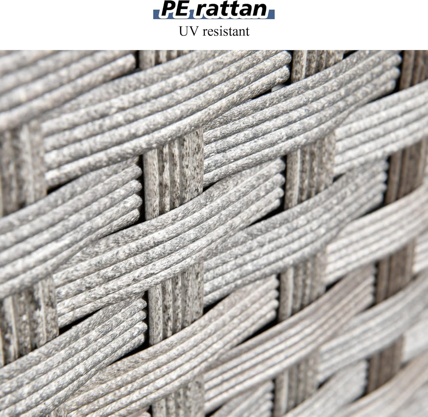 HOOOWOOO Modular Patio Outdoor Sectional Furniture Set with Gas Propane Fire Pit Table,7 Piece Wicker Conversation Sofa Set,Out Door Couch Set with Wide Arm Outside(Denim Blue)