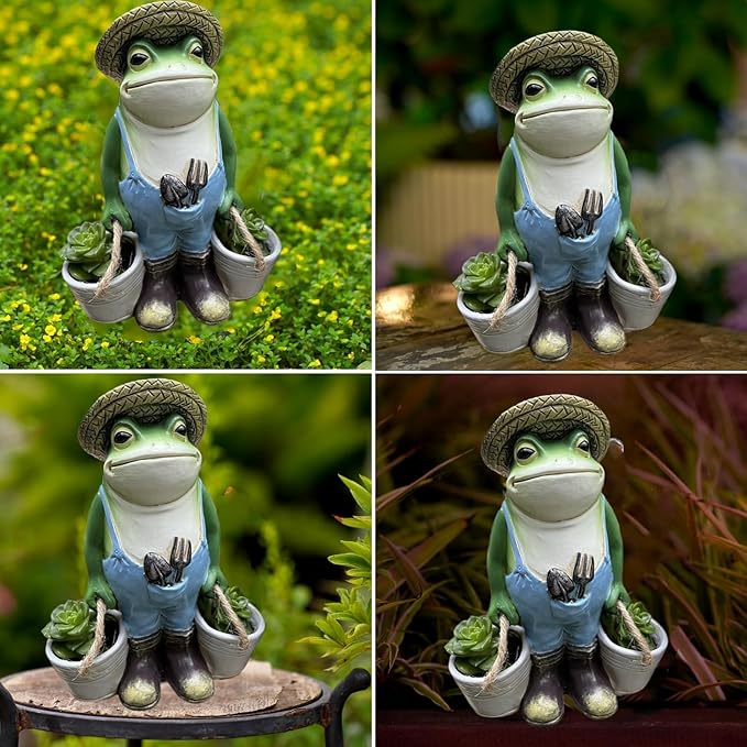 Frog Garden Decor, Frogs Garden Statue for Yard, Outdoor Statues for Garden，for Yard Art Lawn Ornaments Porch Patio Balcony Home House - Birthday Gifts for Grandma Mom Women and Housewarming GifT