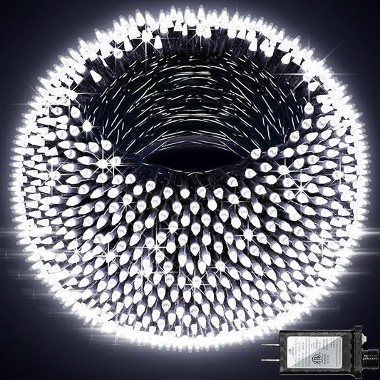 1500 LED 492FT Christmas Lights Outdoors, Green Wire LED String Lights with Timer Memory, Christmas Tree Lights for Indoor Outdoor Christmas Decorations Party Xmas Wedding Garden Patio Cool White