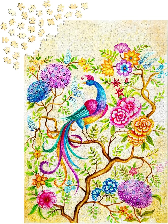 Magical Bird in Tree of Flowers Painting – 1000 Pieces Jigsaw Puzzle for Adults – Matte Finish, Soft Touch, Easy to Assemble, Tight Fit, Vivid Colors, Missing Pieces Service