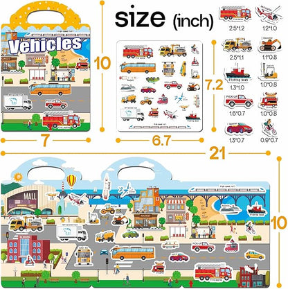 6 Sets Reusable Sticker Books for Toddlers, Jelly Sticker Books for Toddlers, Toddler Travel Toys for Kids 3 4 5 Year Old Girls Boys