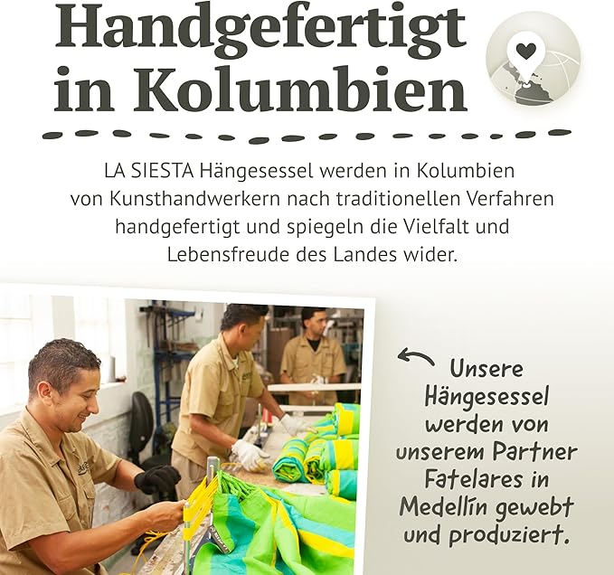 LA SIESTA® - Medium Basic Domingo Hammock Swing Chair - Weather & Tear Resistant Hanging Hammock Chair - Indoor Outdoor Hammock Chair Swing - Patio Porch Bedroom Hanging Chair - Max 250 Lbs, Sea Salt