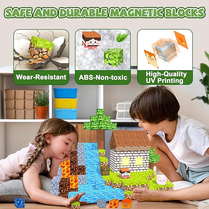 Magnetic Blocks,1.21" 100PCS Large Magnetic Building Blocks,Light Up Building Blocks Magnet Cubes Construction Toddlers Toys Set for Kids,STEM Sensory Stacking Toys for 3+ Boys Girls Birthday Gifts