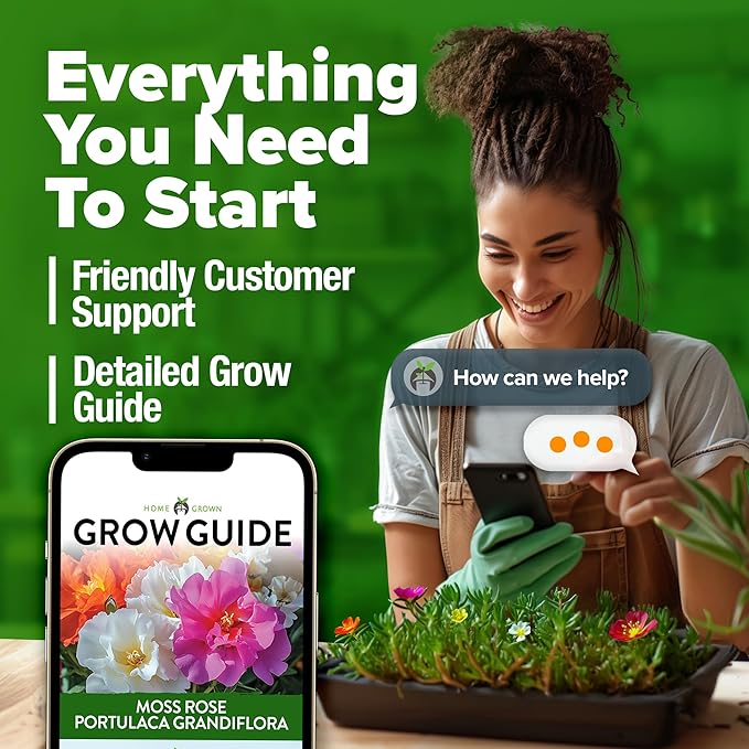 HOME GROWN 23,500+ Moss Rose Seeds (Bulk Pack) Annual Flower for Ground Cover - Heirloom 𝗡𝗢𝗡-𝗚𝗠𝗢 Portulaca Seeds for Planting Outdoors - Great for Low-Maintenance Gardens (Portulaca grandiflora)