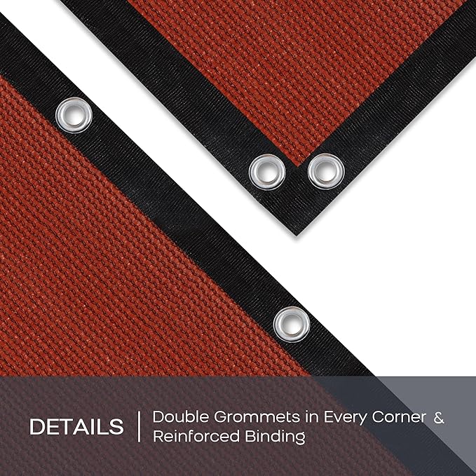 VICLLAX Shade Fabric Sun Shade Cloth with Every 2 FT Grommets for Patio Garden Pergola Cover Canopy 20x20 FT, Rust Red