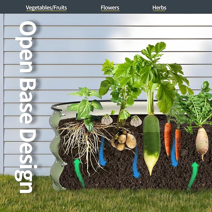 Kesfitt Raised Garden Bed Kit,Outdoor Galvanized Planter Large Metal Raised Boxes with Safety Edging and Gloves for Gardening Vegetables,Fruits,Flower(4x4x1FT)