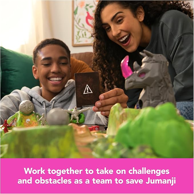 Spin Master Games, Jumanji Stampede, 3D Adventure Cooperative Board Game, for Fans of The Jumanji Movies, Face Off Against Jungle Emergencies, 2-4 Players, for Ages 8 & Up