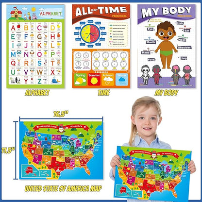 Gifts2U Pretend Play School Sets for Kids - With Teacher Bag, Whiteboard, Learning Clock, Educational Posters and Teaching Toy Supplies.